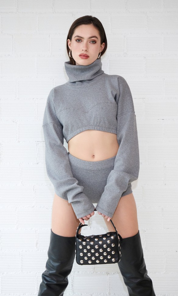 【新品タグ付き✨️アメリ】TENCEL RIB TURTLE KNIT TOP セール】SWITCHING RIB KNIT TOP（ニット/セーター）｜Ameri